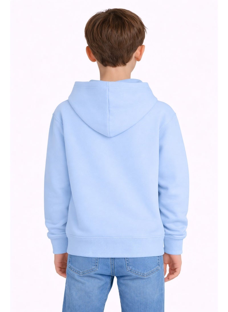 Premium Apparel Kids Sky Blue Regular-Fit Hoodie – Unisex Pullover Sweatshirt for Boys & Girls, Casual Everyday Wear - Image 3